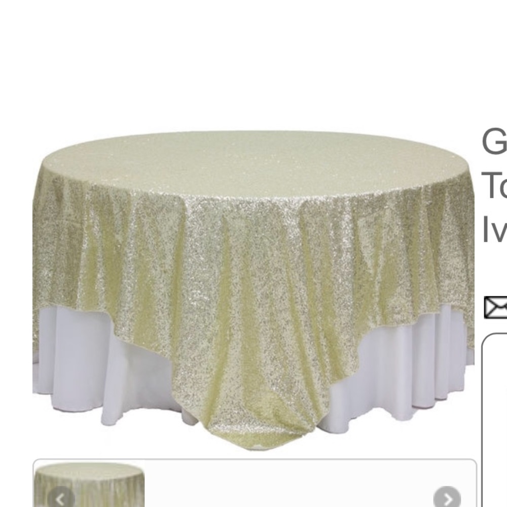 90”x90” ivory sequin overlay